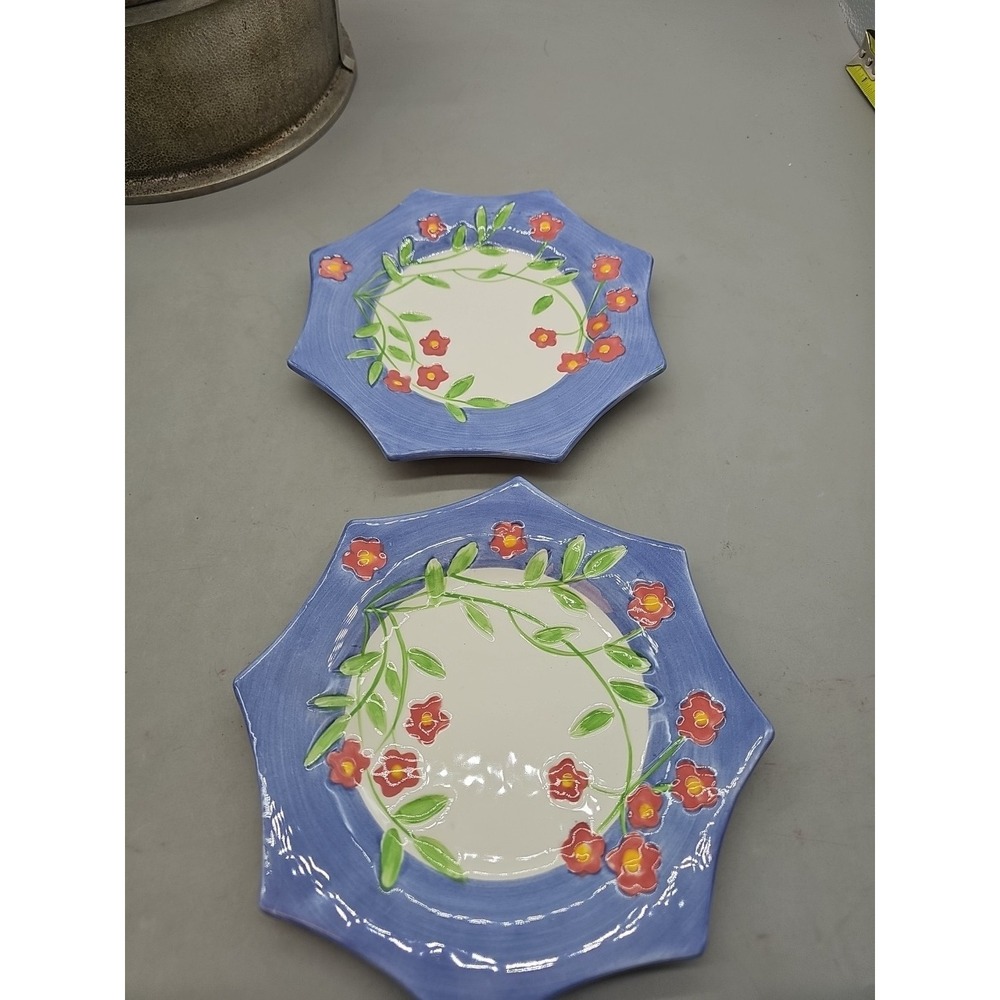 Vtg KonTiki Dessert Plates 7.5" Set Of 2 Skye McGhie 2004 Bread Salad Purple